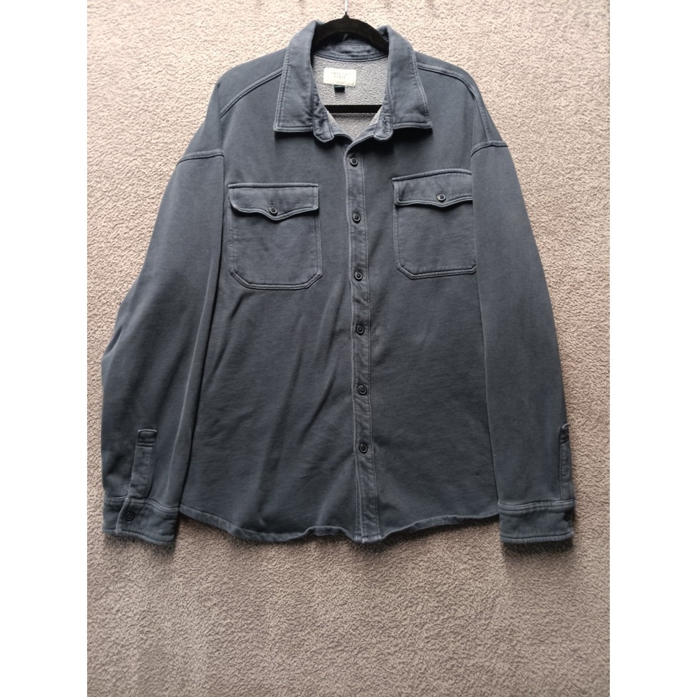 American Eagle Heavy Cotton Shacket Men's L Gray Oversized Workwear Casual Jacke